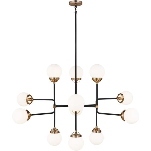 Ian K. Fowler Cafe 12 Light 47 inch Satin Brass Chandelier Ceiling Light