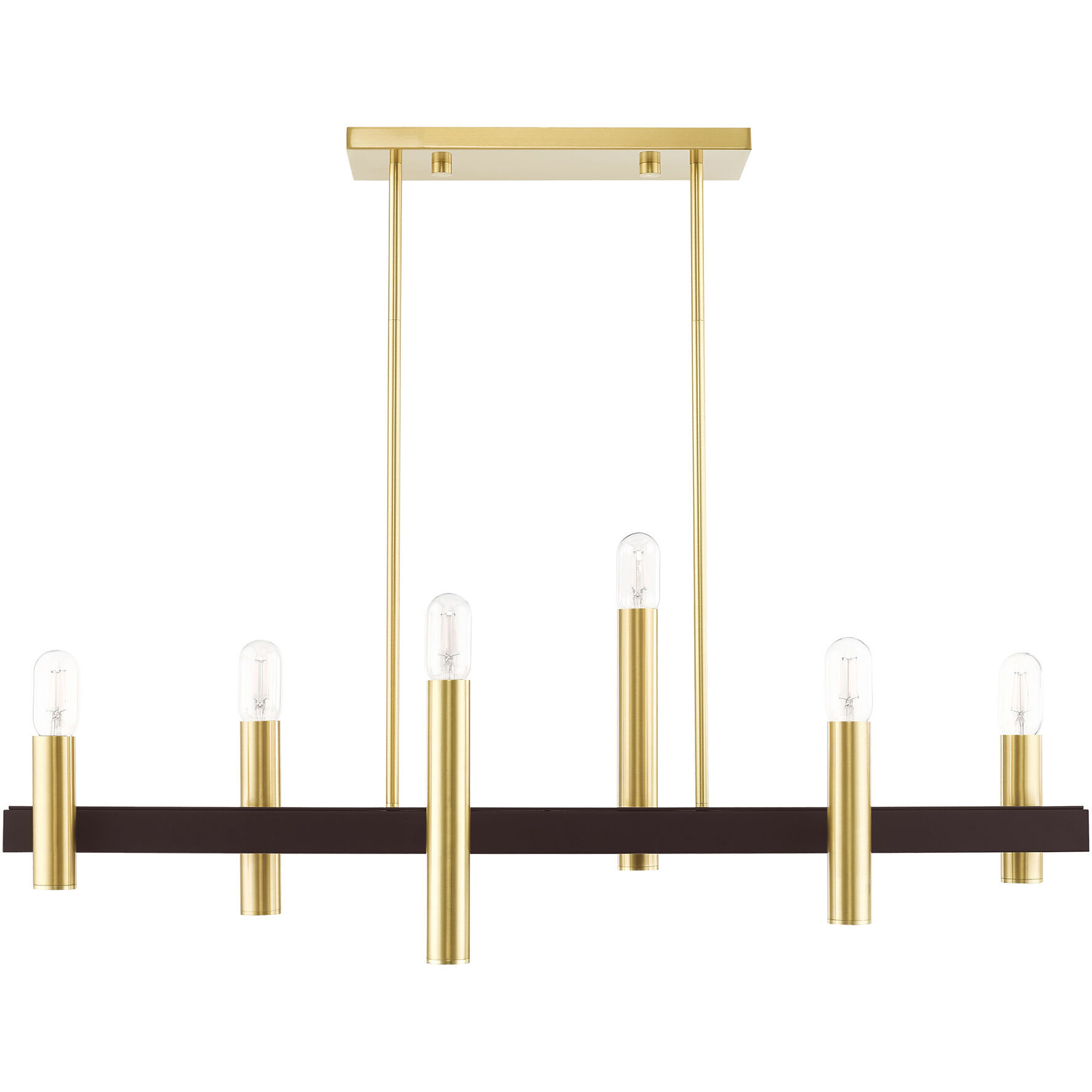 Helsinki 6 Light 8.25 inch Satin Brass with Bronze Accents Chandelier Ceiling Light