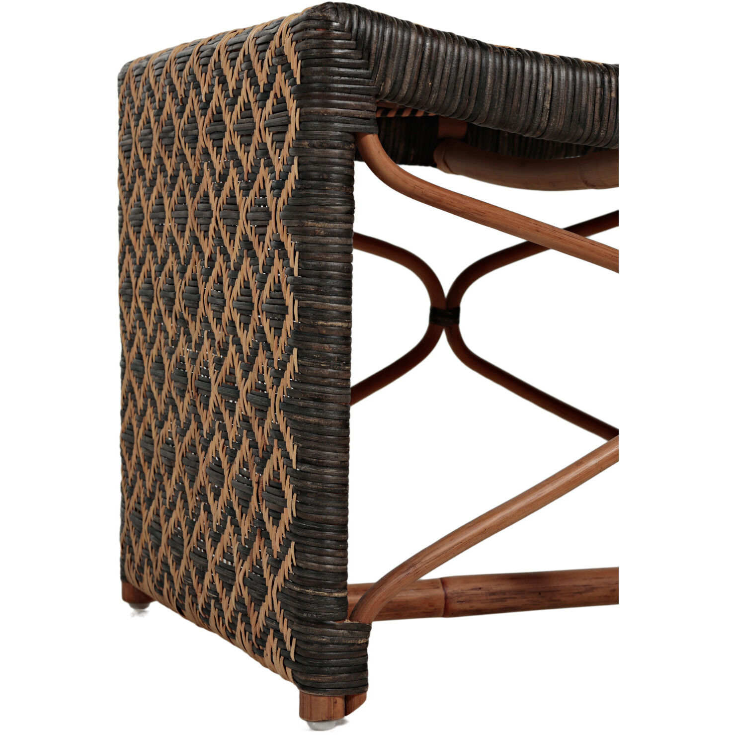 Bennet 18.75 inch Black and Natural Rattan Ottomans Stool