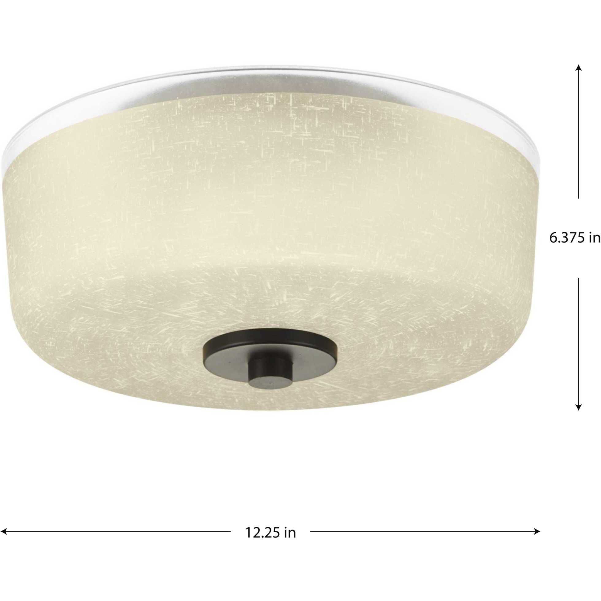 Alexa 2 Light 12 inch Antique Bronze Flush Mount Ceiling Light in Etched Umber Linen with Clear Top