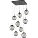 Aster Incandescent 9 Light Graphite Chandelier Ceiling Light, Square Multi-Port