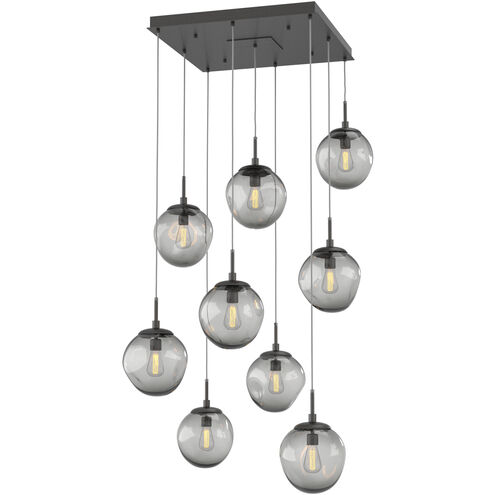 Aster Incandescent 9 Light Graphite Chandelier Ceiling Light, Square Multi-Port