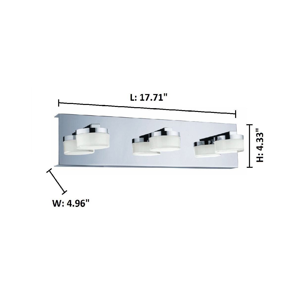 Romendo LED 17.71 inch Chrome Vanity Light Wall Light, Clear and Satin Shade