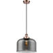 Ballston X-Large Bell 1 Light 12 inch Antique Copper Mini Pendant Ceiling Light in Plated Smoke Glass