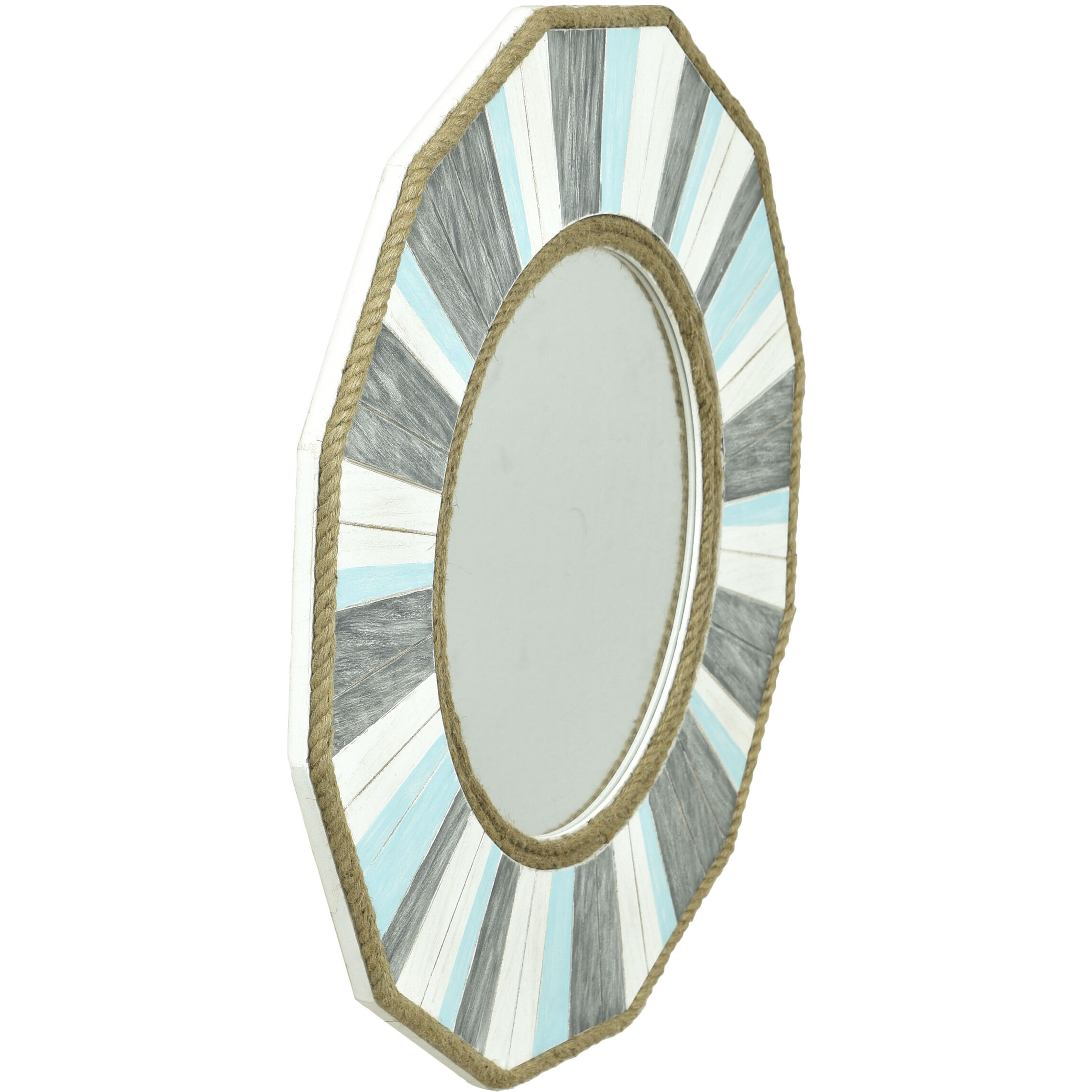 Montauk 33 X 33 inch Gray/Cream/Blue Wood Wall Mirror
