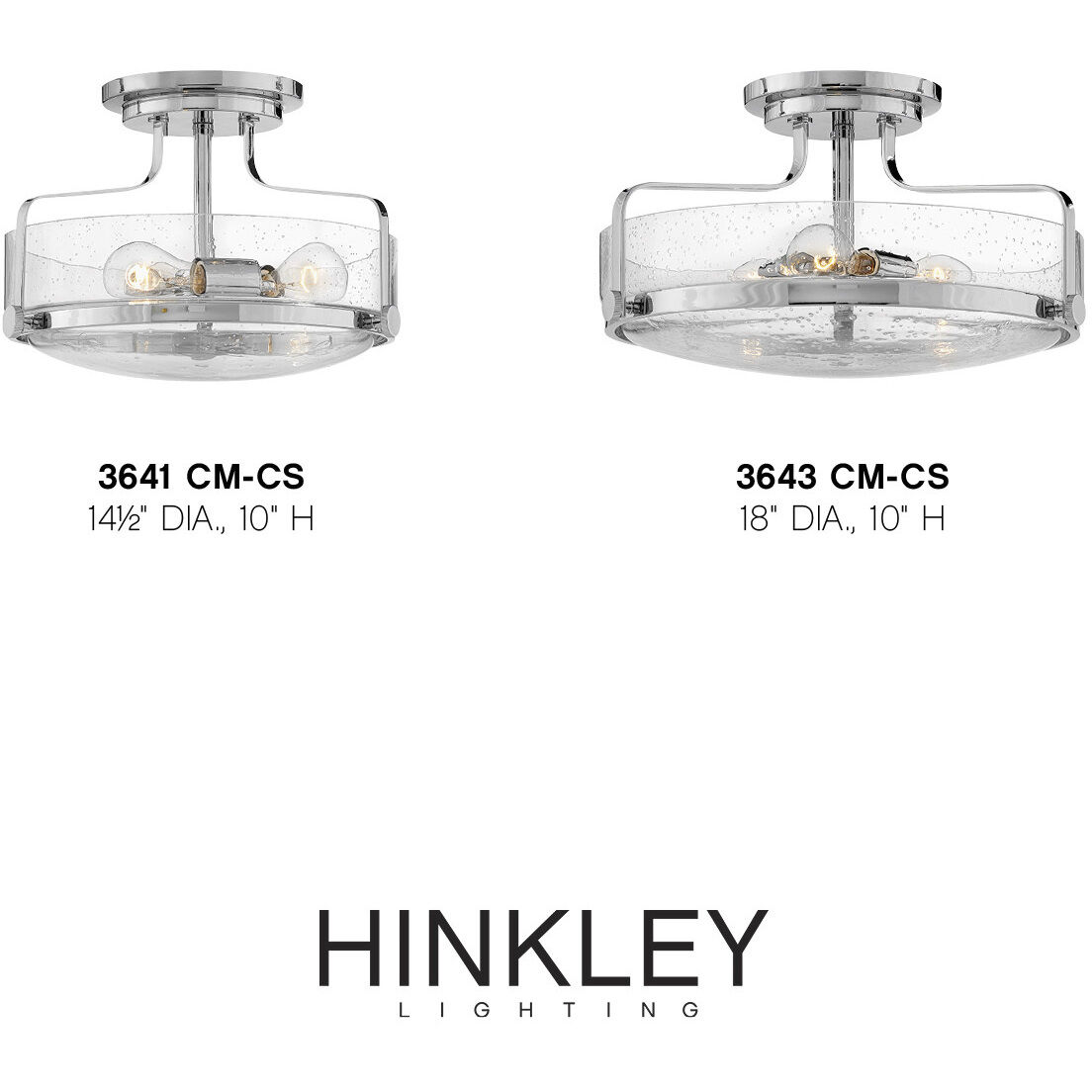 Harper 3 Light 14.5 inch Chrome Indoor Semi-Flush Mount Ceiling Light in Clear Seedy