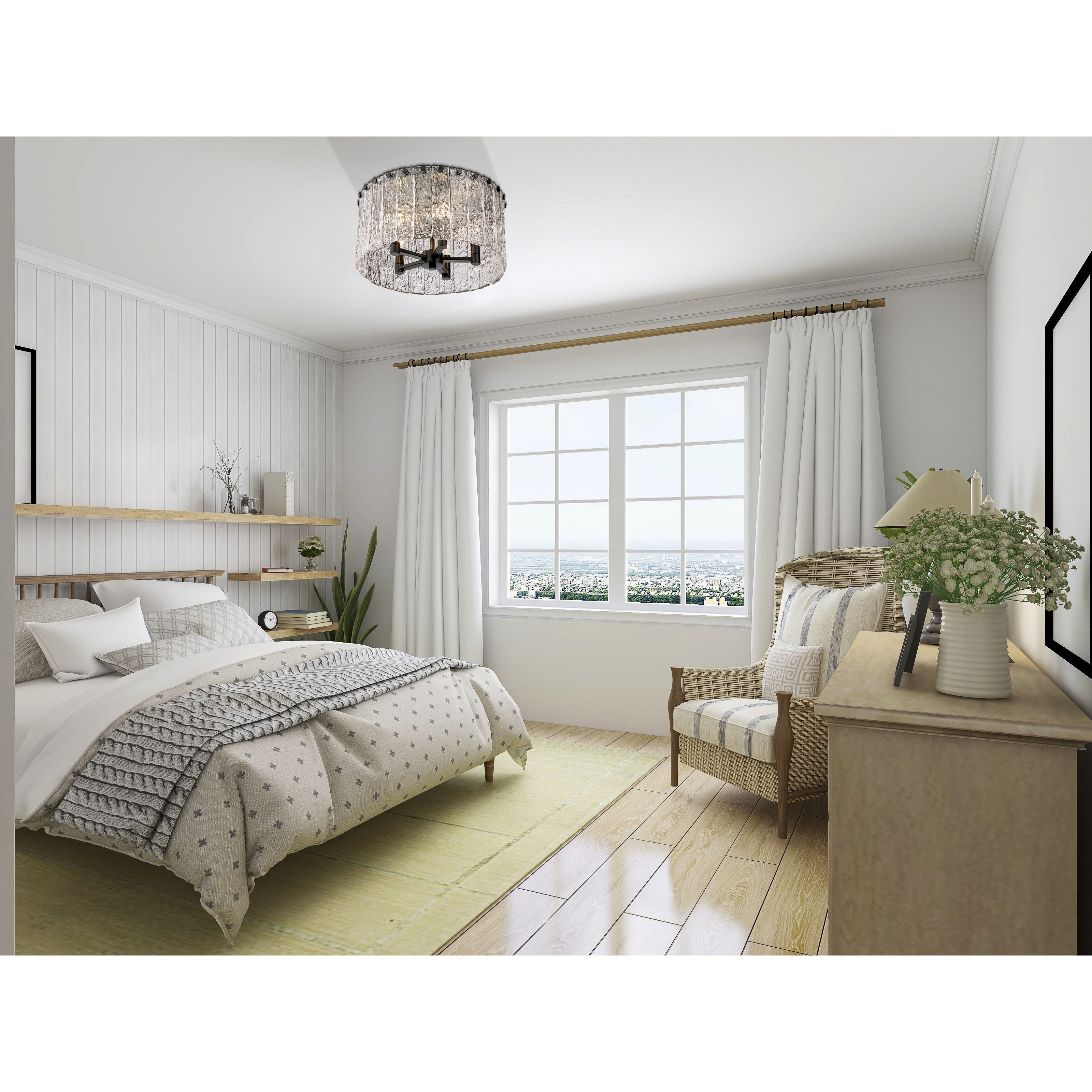 Glacier 5 Light 16.75 inch Matte Black Flush Mount Ceiling Light