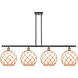 Ballston Large Farmhouse Rope LED 48 inch Black Antique Brass Island Light Ceiling Light in White Glass with Brown Rope, Ballston
