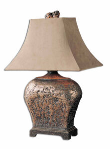 Feather 27 inch 100 watt Atlantis Bronze Table Lamp Portable Light
