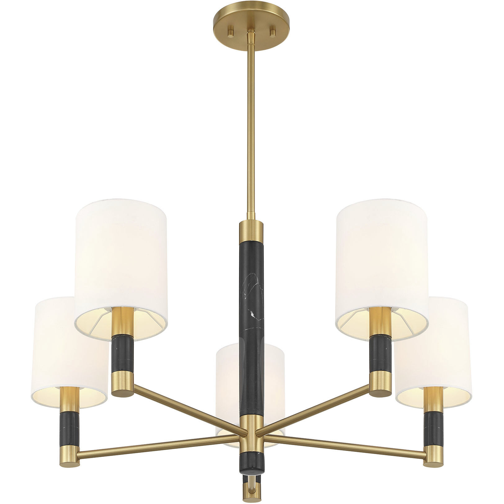 Conrad 5 Light 28 inch Warm Brass with Black Marble Chandelier Ceiling Light