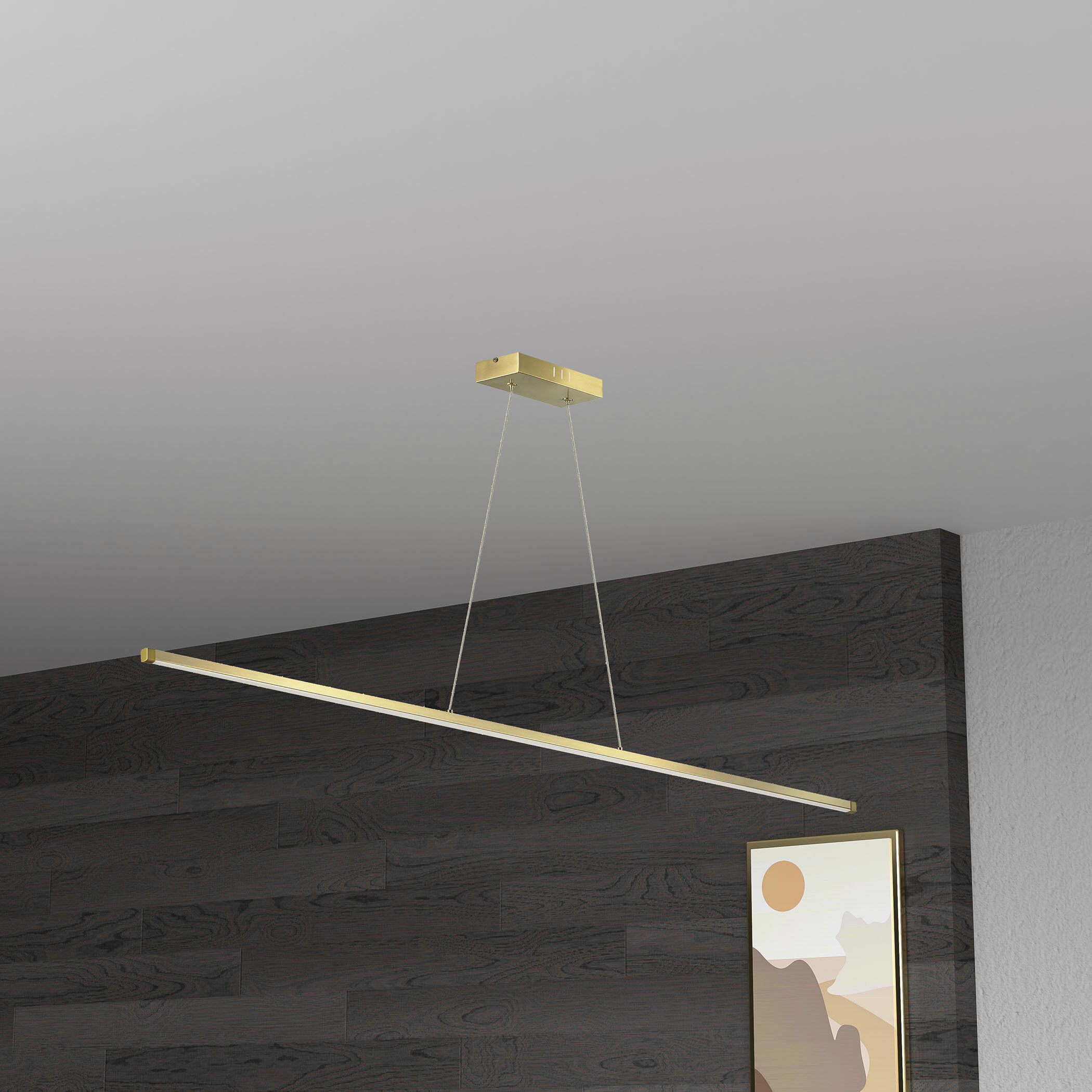 Array LED 48 inch Aged Brass Horizontal Pendant Ceiling Light