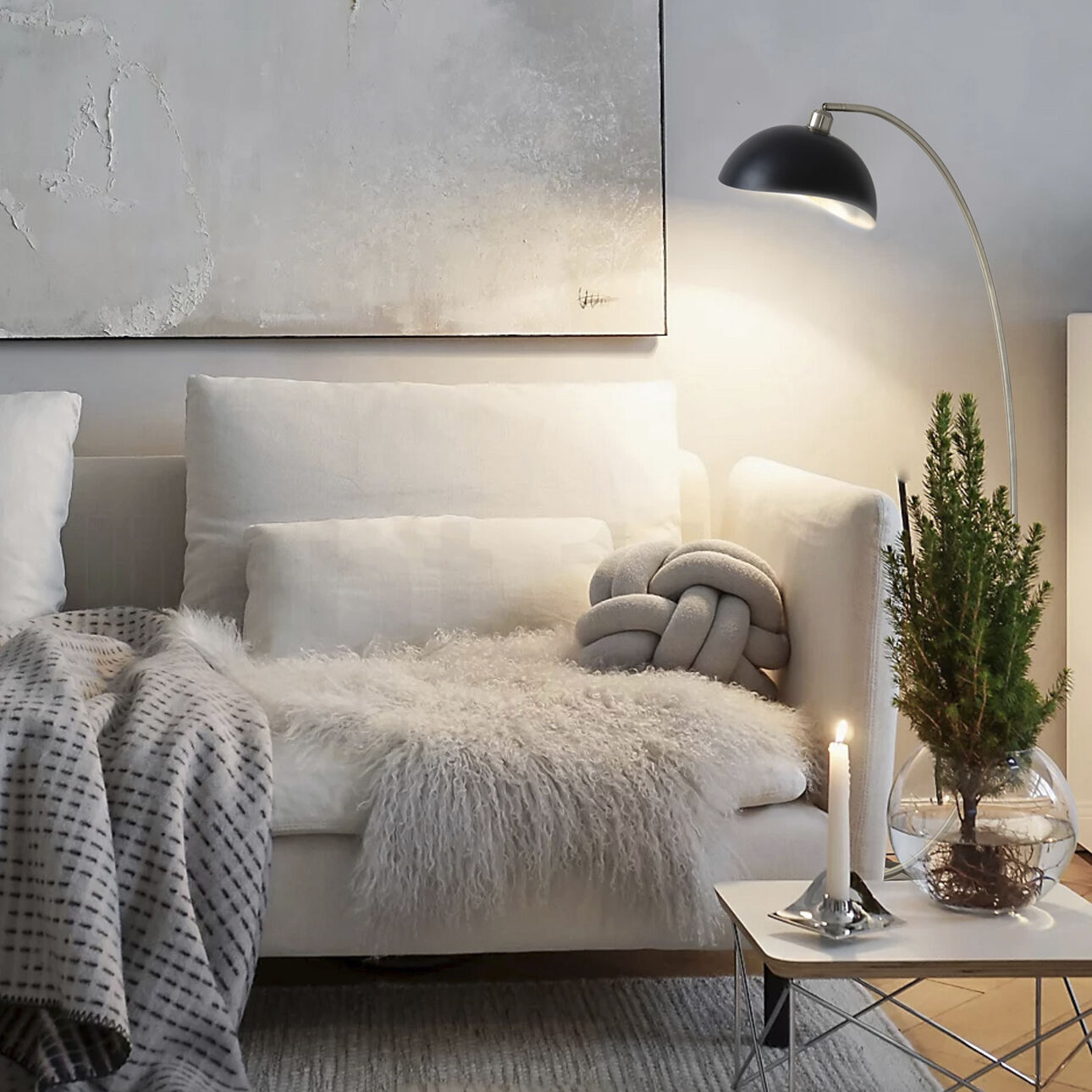 Luna Bella 60 inch 23.00 watt Antique Nickel and Black Arc Floor Lamp Portable Light