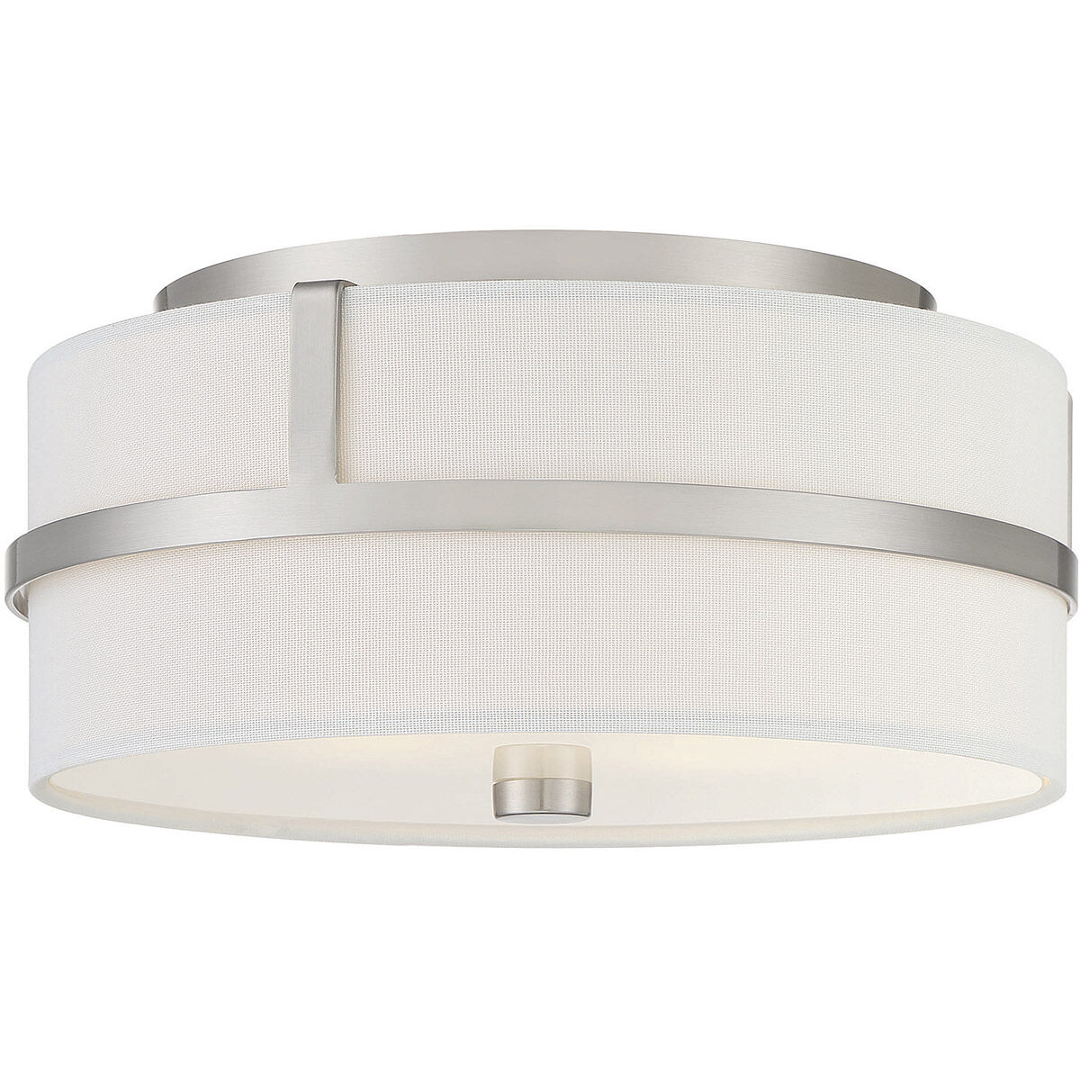 Contemporary 2 Light 13 inch Brushed Nickel Flush Mount Ceiling Light