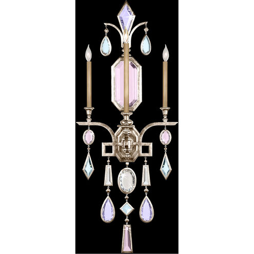 Encased Gems 3 Light 19 inch Silver Sconce Wall Light in Multi-Colored Crystal