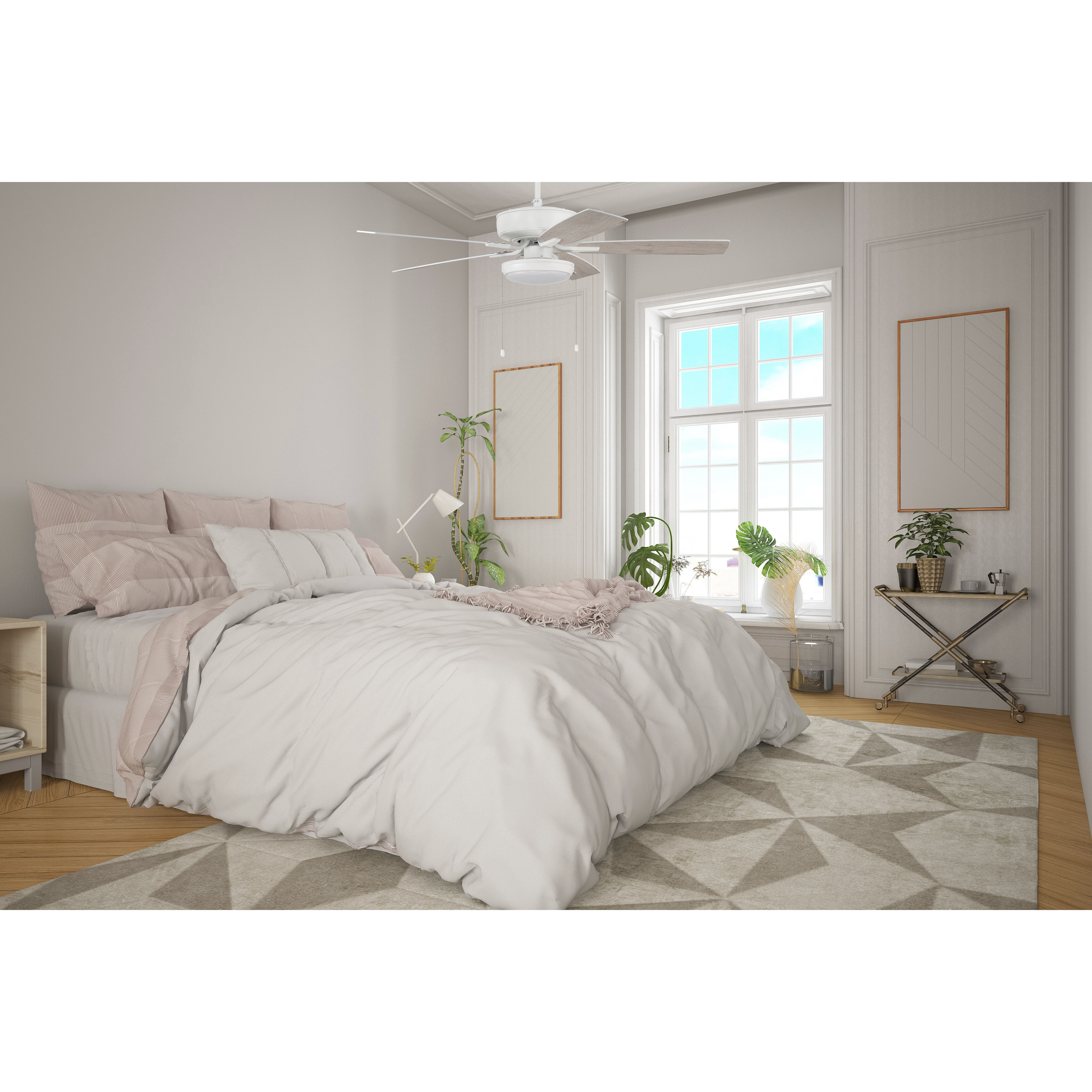 Pro Plus 119 52 inch Brushed Satin Nickel with Brushed Nickel/Greywood Blades Contractor Ceiling Fan, Pan