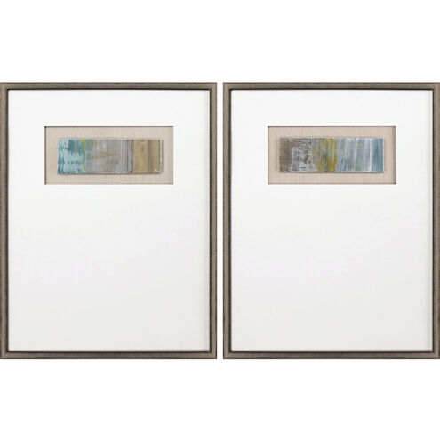 Dreamscape Green and Blue and Metallic and Yellow Framed Art