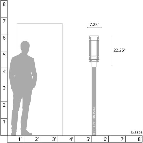 Banded 1 Light 22.25 inch Coastal Black Outdoor Post Light