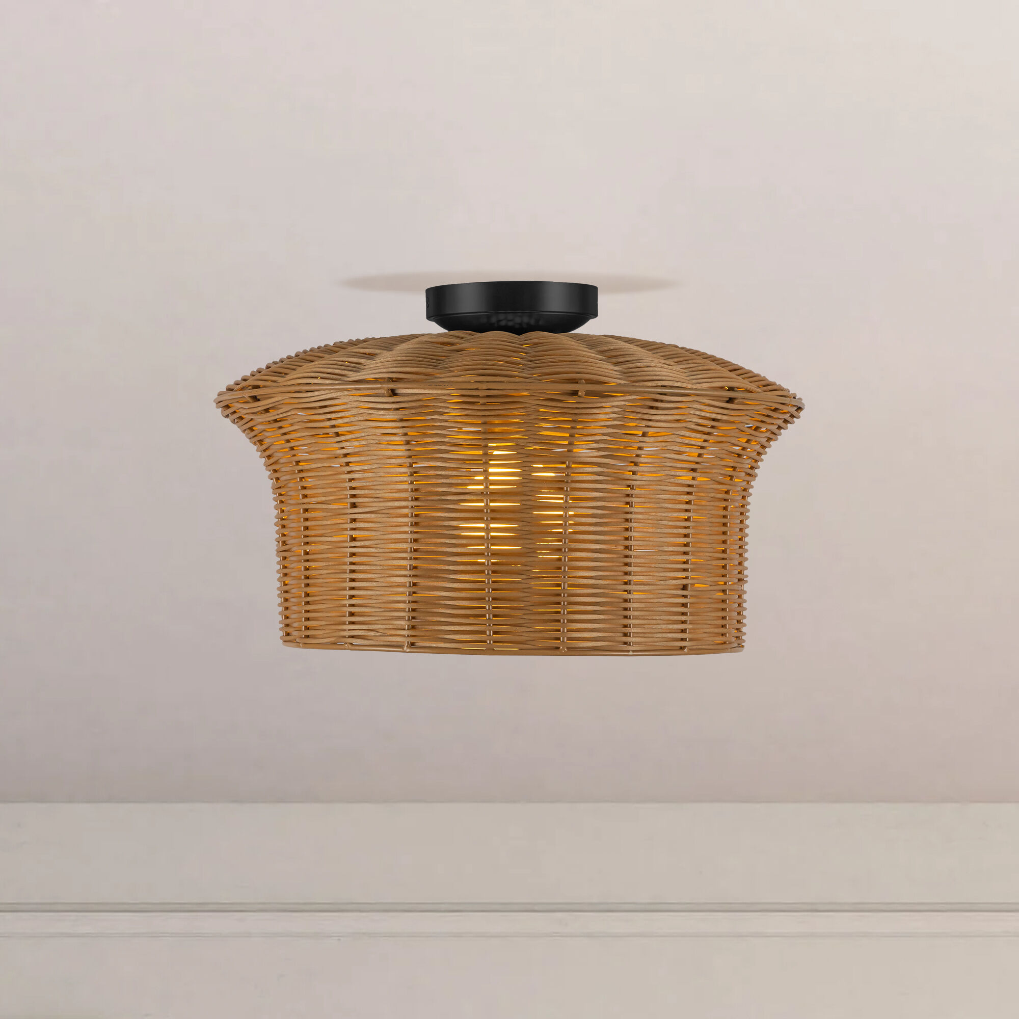 Alora Mood Kai 1 Light 16 inch Matte Black Semi-Flush Mount Ceiling Light