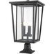 Seoul 3 Light 25.75 inch Black Outdoor Pier Mounted Fixture in 20.25
