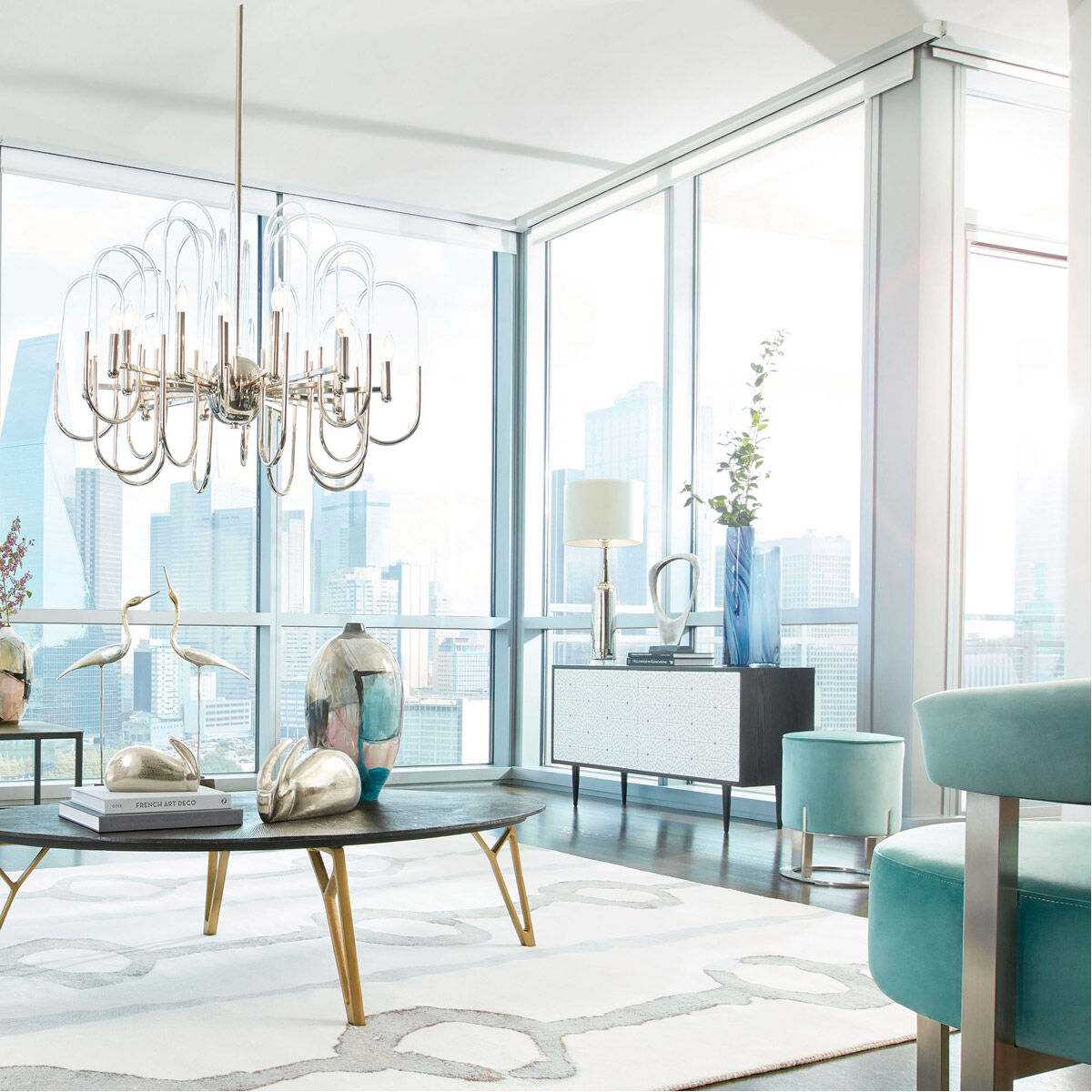 Quartette 57 X 34 inch Bronze And Brass Coffee Table