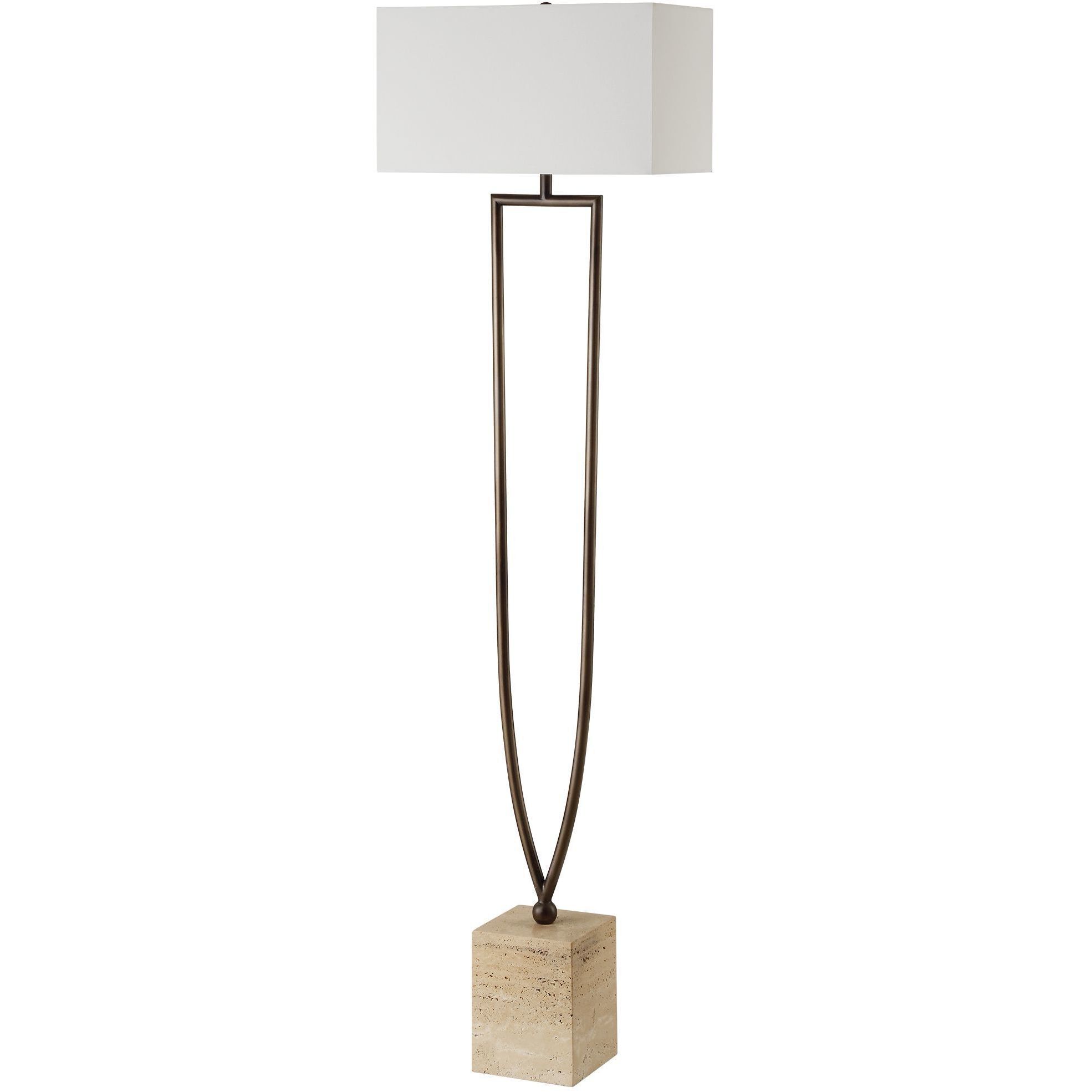 Fork In The Road 64 inch 150.00 watt Warm Dark Bronze and Beige Travertine Floor Lamp Portable Light