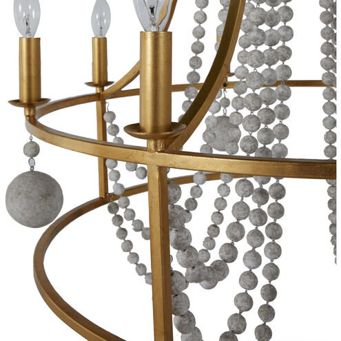 Neville 8 Light 34.75 inch Vintage Gold / Distressed Ivory Chandelier Ceiling Light