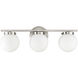 Mid-Century Modern 3 Light 24 inch Brushed Nickel Bathroom Vanity Light Wall Light