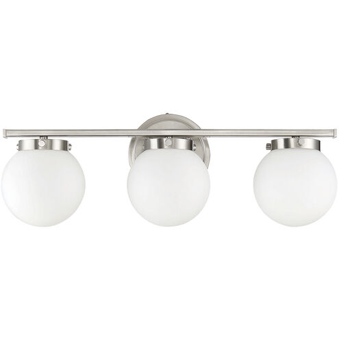 Mid-Century Modern 3 Light 24 inch Brushed Nickel Bathroom Vanity Light Wall Light
