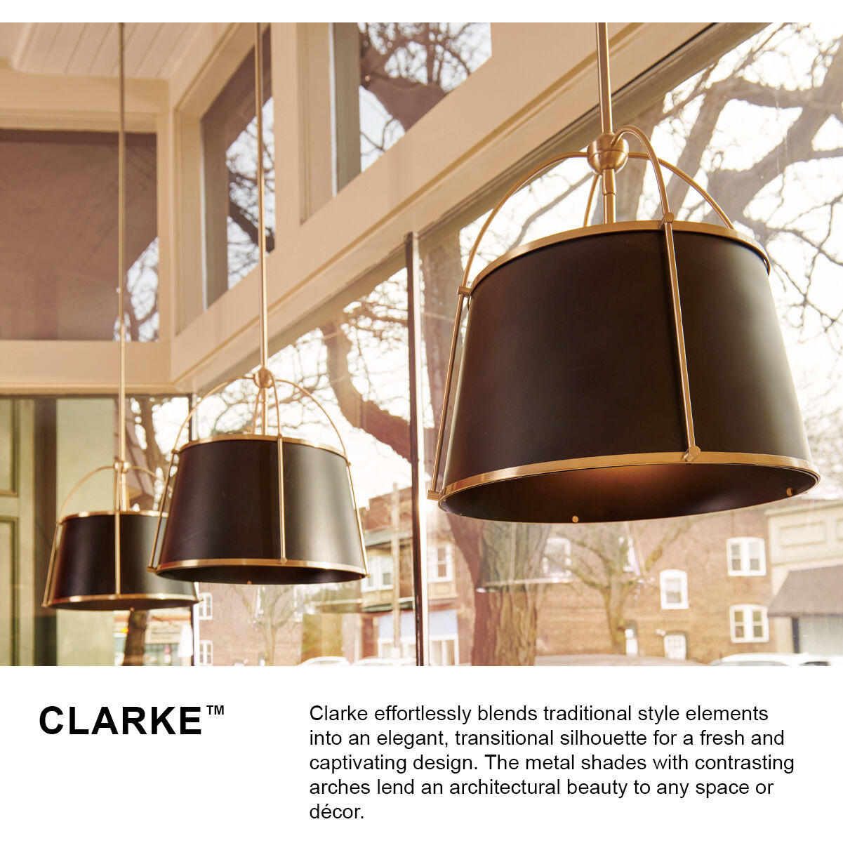 Clarke 4 Light 24.5 inch Warm Brass with Black Indoor Chandelier Ceiling Light