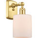 Ballston Cobbleskill 1 Light 5 inch Satin Gold Sconce Wall Light in Matte White Glass, Ballston