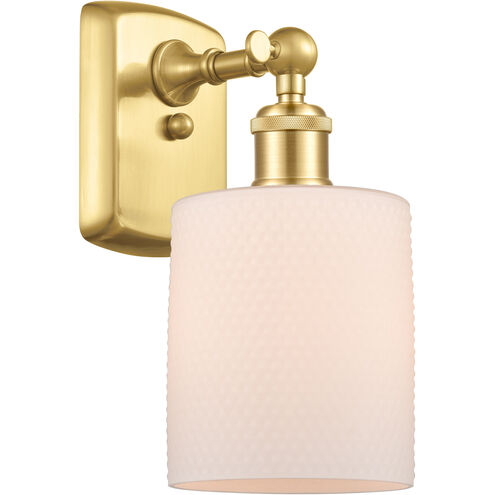 Ballston Cobbleskill 1 Light 5 inch Satin Gold Sconce Wall Light in Matte White Glass, Ballston