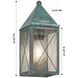 Ashford 1 Light 13.75 inch Verde Green Outdoor Sconce in Seedy Glass, X Wire Pattern, Brass Traditions by Innovations Lighting