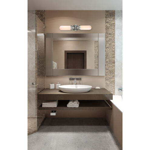 Austere Centri 2 Light 22 inch Brushed Satin Nickel Bath Vanity Light Wall Light in Incandescent, Matte White Glass, Austere