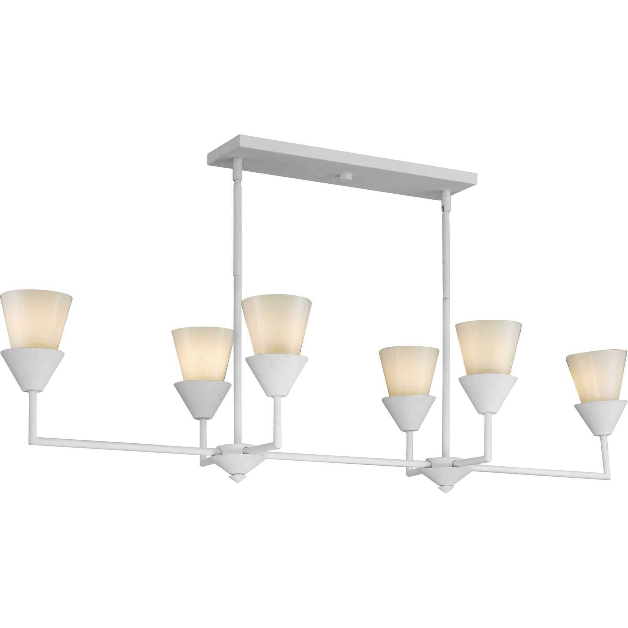 Pinellas 6 Light 50 inch White Plaster Linear Chandelier Ceiling Light, Design Series