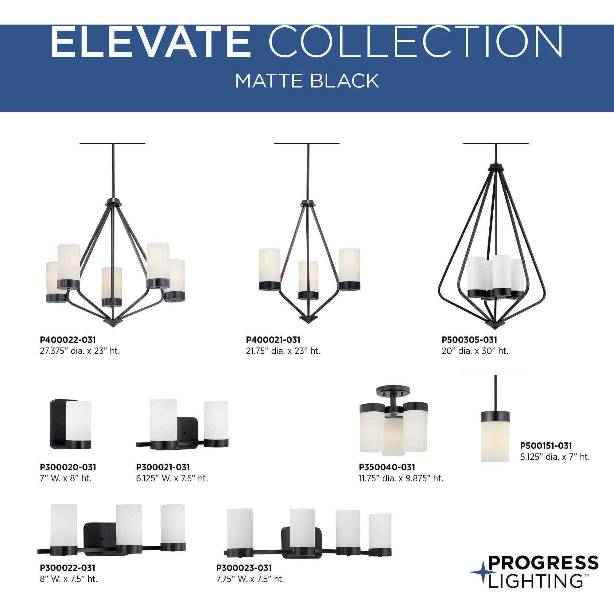 Elevate 5 Light 27 inch Matte Black Chandelier Ceiling Light, Design Series