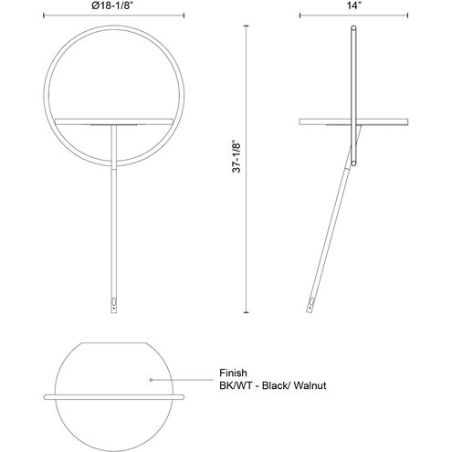 Maya 37.13 inch 14 watt Black and Walnut Floor Lamp Portable Light