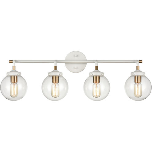 Boudreaux 4 Light 33 inch Matte White with Satin Brass Vanity Light Wall Light