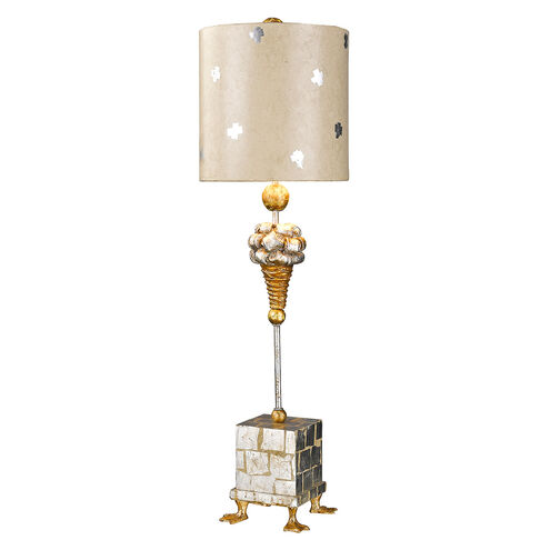 Pompadour X 31 inch 60.00 watt Gold And Silver Leaf Table Lamp Portable Light, Flambeau