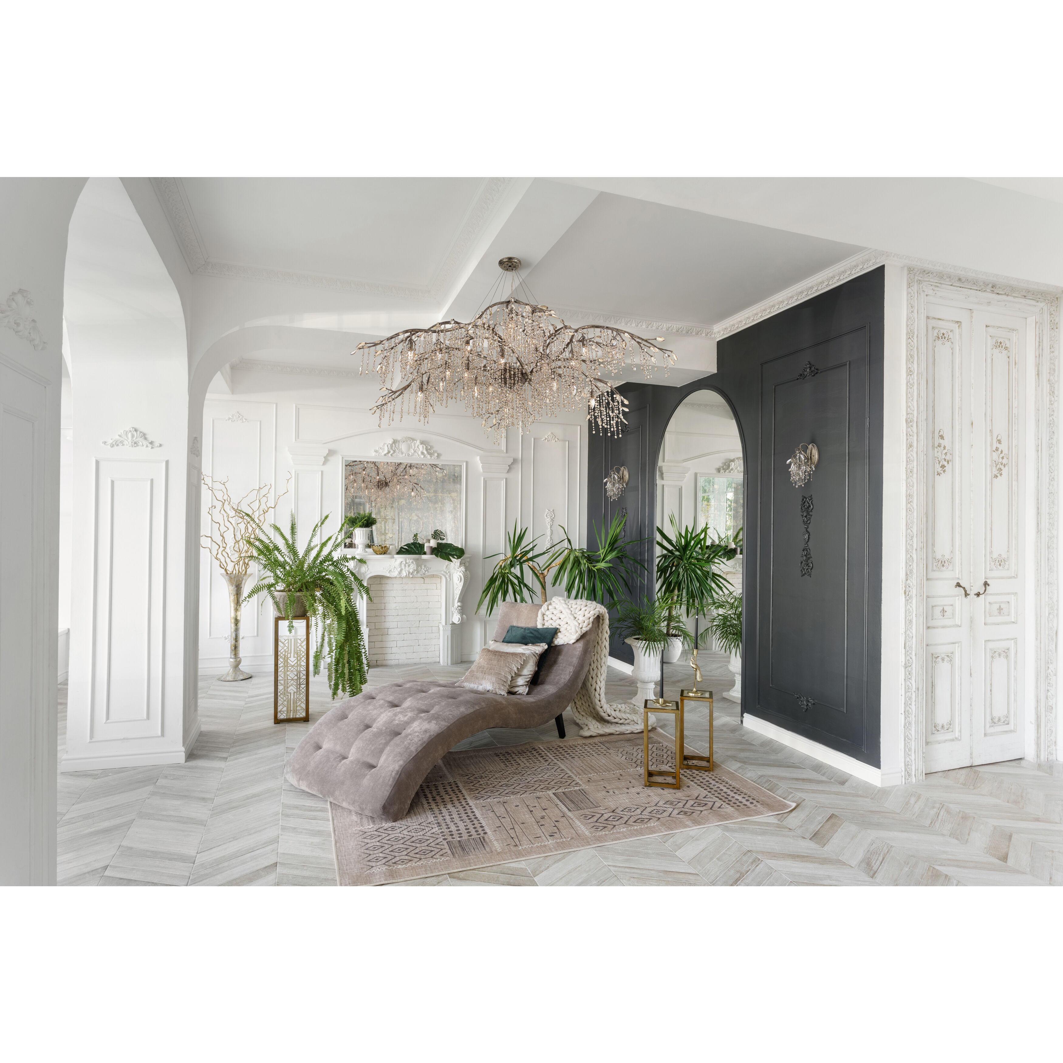 Autumn Twilight 80 inch 60.00 watt Mystic Gold Chandelier Ceiling Light, Large