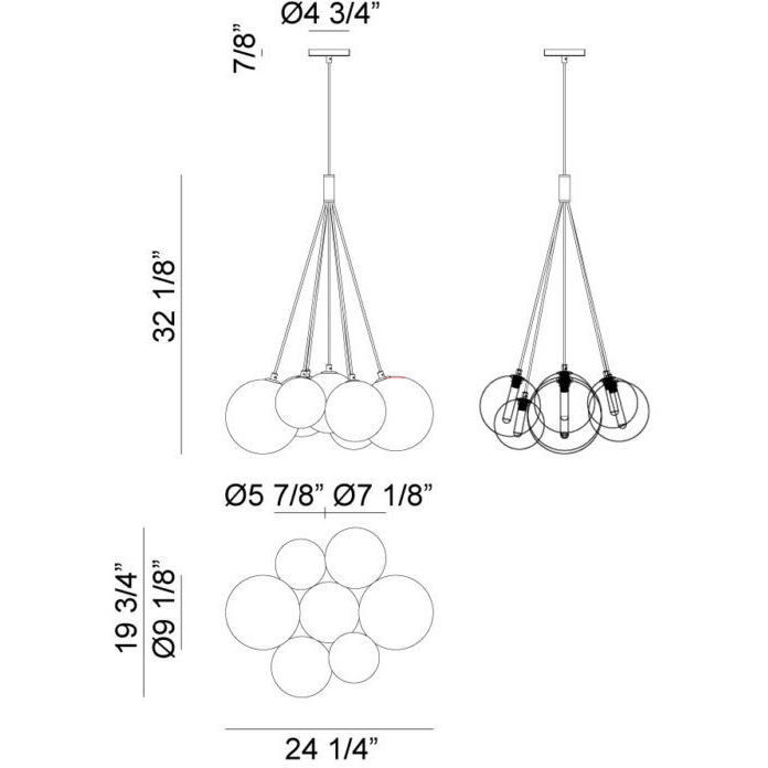 Magma LED 19.75 inch Black Chandelier Ceiling Light
