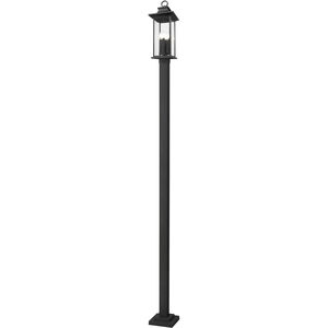 Tiberius 4 Light 118.5 inch Black Outdoor Post Mounted Fixture in Clear Seedy Glass
