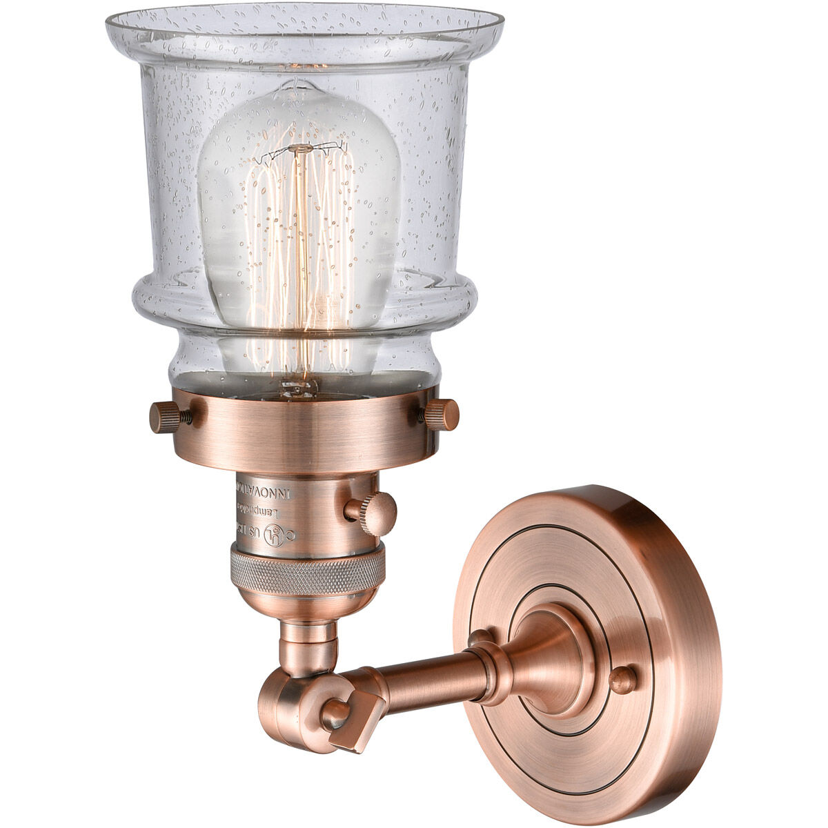 Franklin Restoration Small Canton 1 Light 7 inch Antique Copper Sconce Wall Light in Seedy Glass, Franklin Restoration