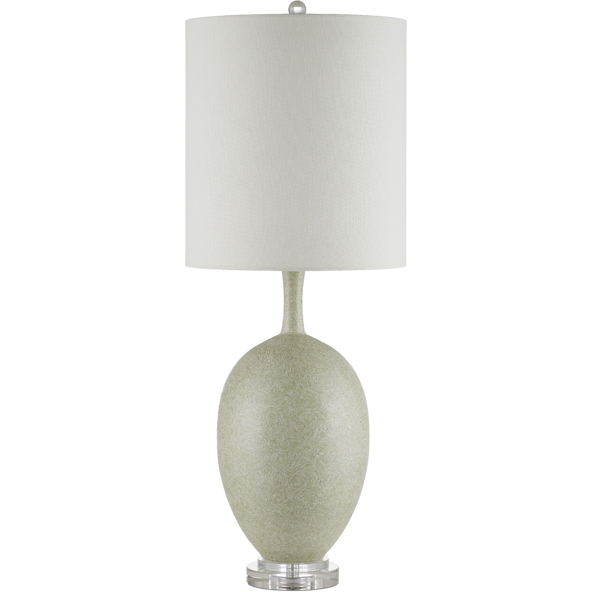 Verdure 36.75 inch 150 watt Green/Off-White/Clear/Satin Nickel Table Lamp Portable Light