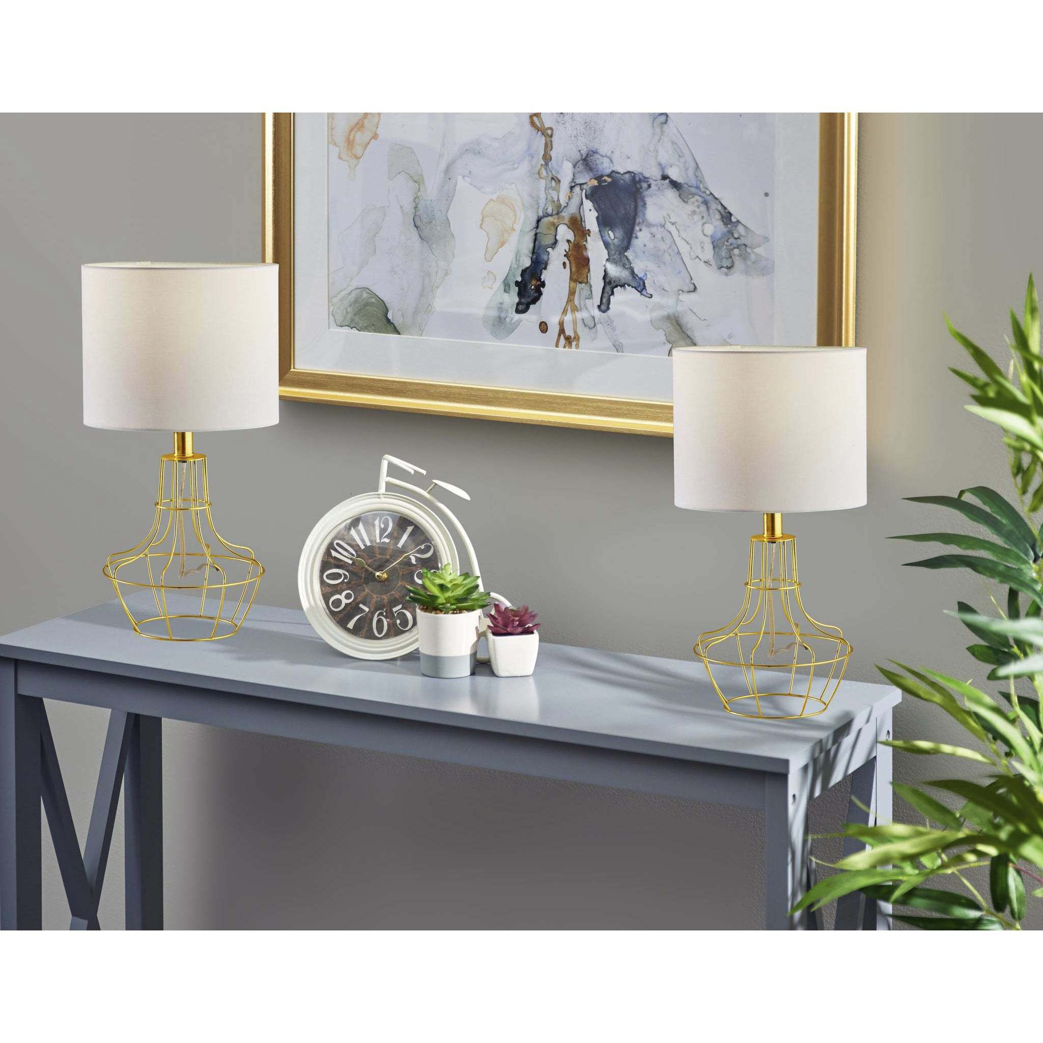 Stella 18.75 inch 60.00 watt Antique brass Table Lamps Portable Light, Simplee Adesso, 2 Pack