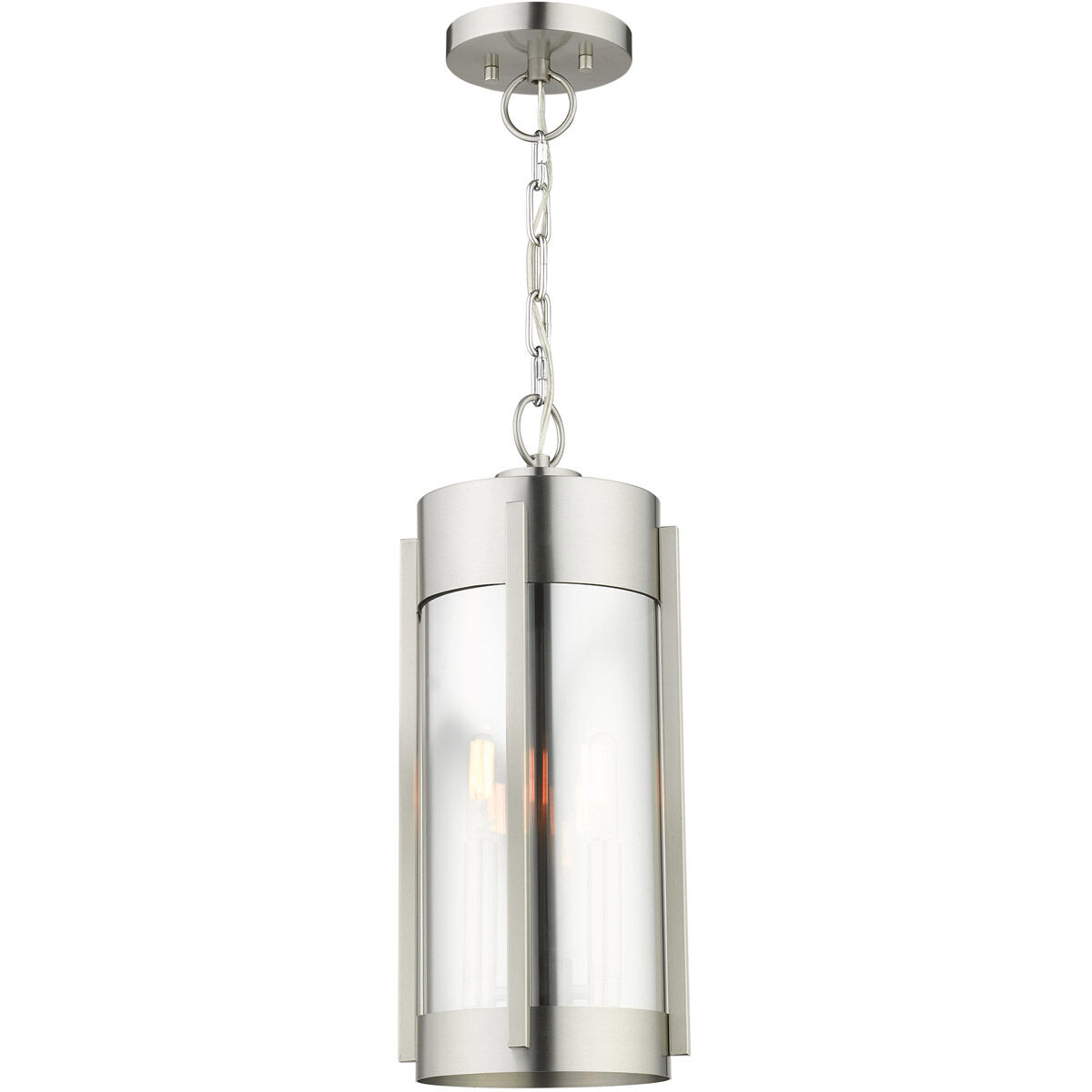 Sheridan 2 Light 8 inch Brushed Nickel Outdoor Pendant Lantern