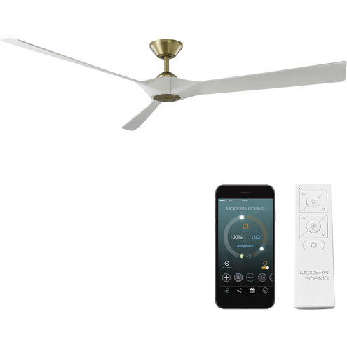 Torque 70 inch Soft Brass and Matte White with Matte White Blades Downrod Ceiling Fan in Soft Brass Matte White