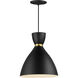 Carillon 1 Light 10.5 inch Black and Satin Brass Mini Pendant Ceiling Light
