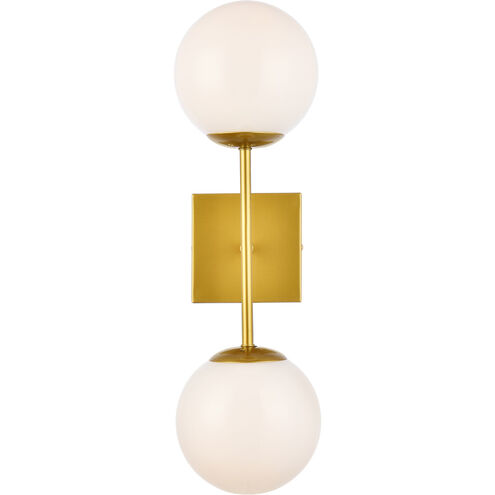 Neri 2 Light 7 inch Brass Bath Sconce Wall Light