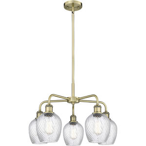Salina 5 Light 23 inch Antique Brass and Clear Spiral Fluted Chandelier Ceiling Light