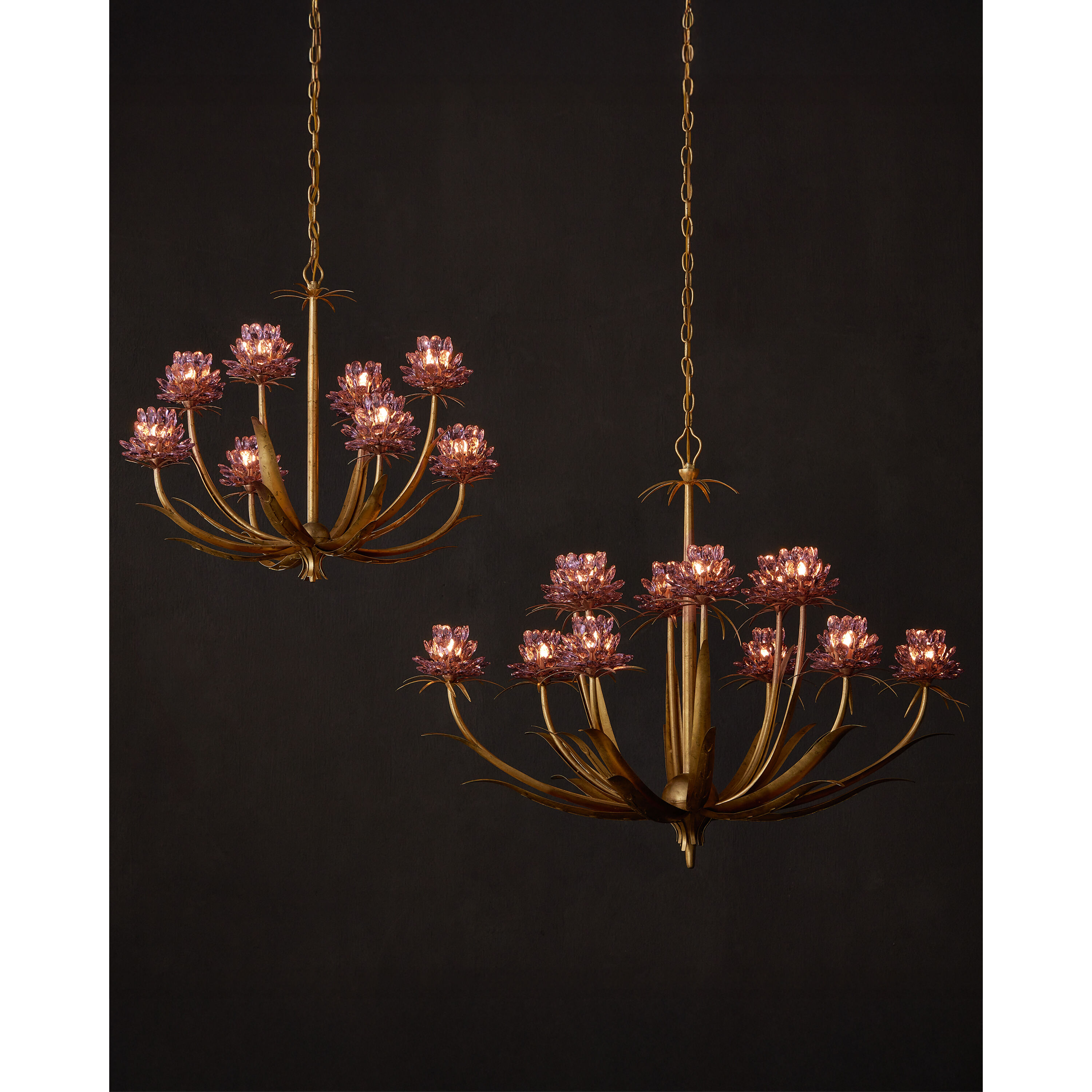 Marilee 12 Light 44 inch Pink/Dutch Gold Leaf Chandelier Ceiling Light, Large